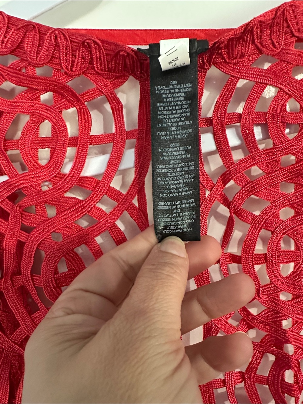 Chico's Travelers Collection Red Crochet Cardigan Chicos Size 3 US size XL 16 - Picture 4 of 7